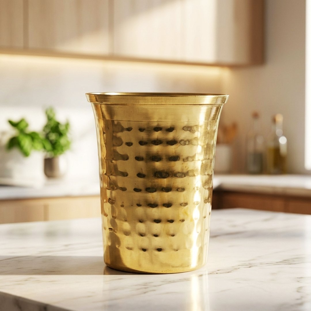 Brass Hammered Tumbler Glass