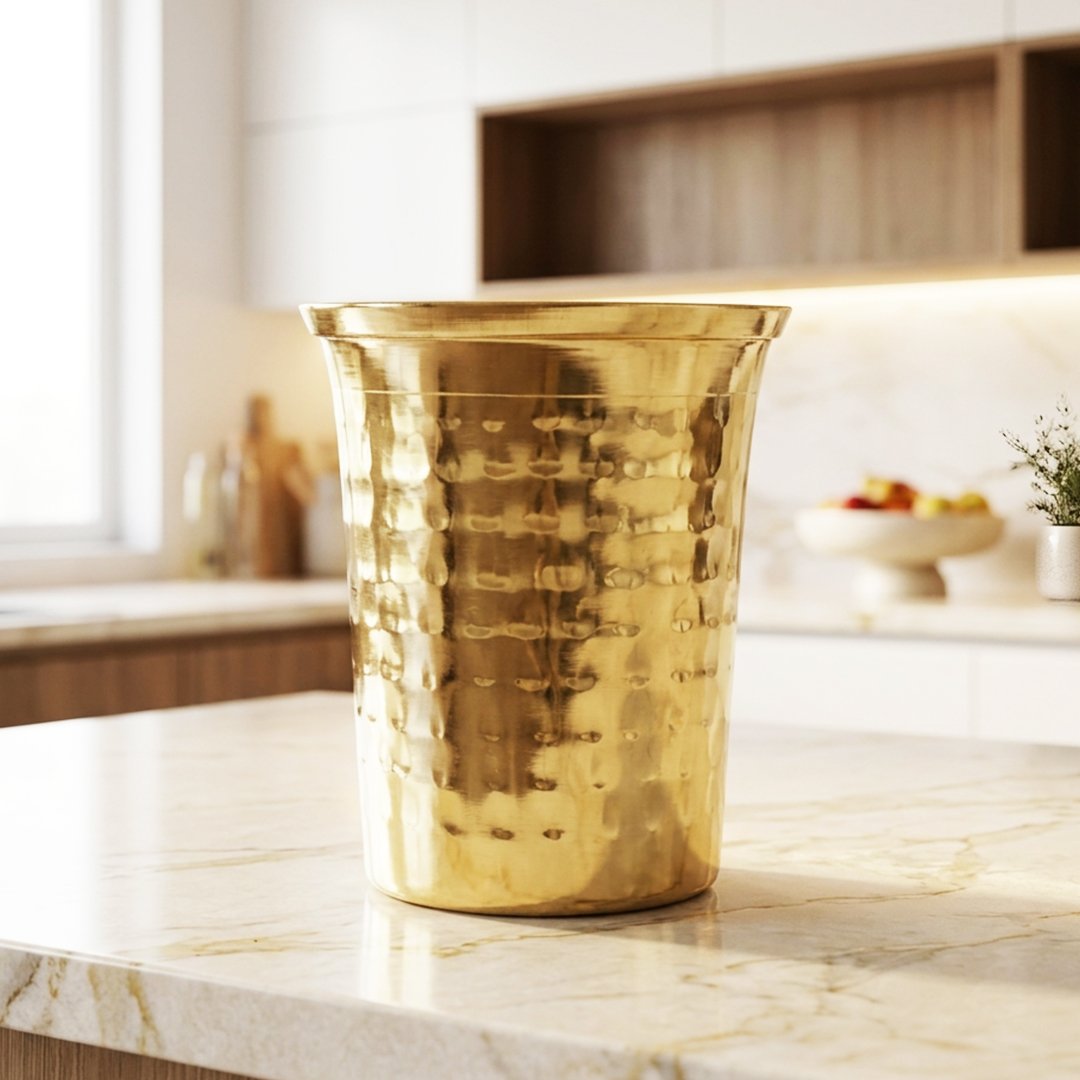 Brass Hammered Tumbler Glass