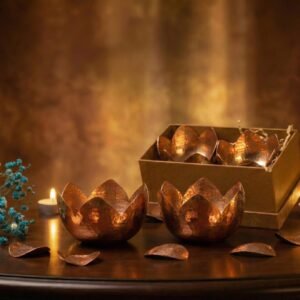 Copper Lotus Candle Holder