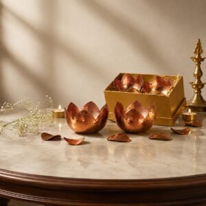 Copper Lotus Candle Holder